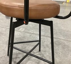 Open Box: Maison Leather Low Back Swivel Counter Stool (24&quot;H) - Vintage Caramel, Bronze Finish