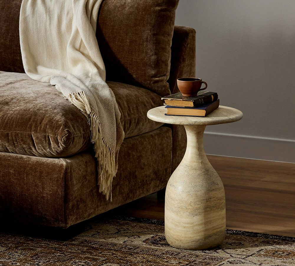 Ellara Round Concrete Nesting End Table,  (10.5&quot;- 13&quot;w)