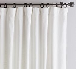 Open Box: Custom Emery Linen Blackout Curtain,  90&quot; W x 82&quot; L - White