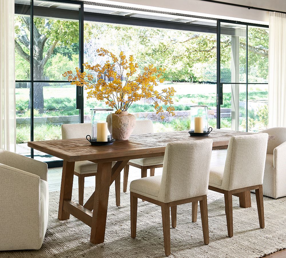 Reclaimed Parquet Extendable Dining Table (78&quot;-96&quot;)
