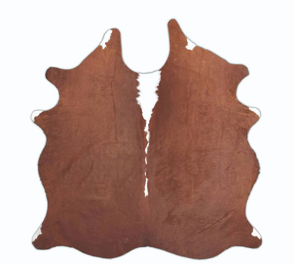 Calix Cow Hide Rug - Brown/White, 4' x 5'