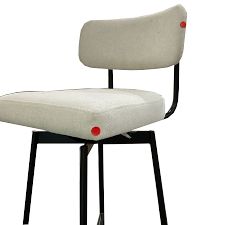 Open Box: Maison Upholstered Bar Height Swivel Stool, 30&quot; - Performance Heathered Basketweave Alabaster White, Antique Bronze Legs