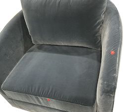Open Box: Remmy Upholstered Swivel Armchair, Polyester Wrapped Cushions, Faux Mohair Velvet Midnight