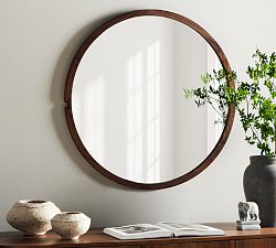 Eliseo Walnut Round Wall Mirror