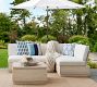 Indio Eucalyptus Modern Platform Armless Outdoor Lounge Chair