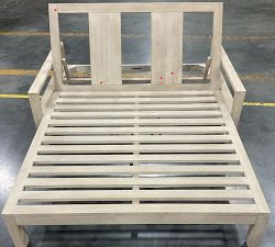 Open Box: Indio Eucalyptus Outdoor Double Chaise Lounge with Wheels
