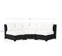 Palmetto All-Weather Wicker 3-Piece Rounded Armless Sectional Set, Black