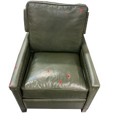 Open Box: Tyler Square Arm Leather Recliner with Nailheads, Down Blend Wrapped Cushions, Vintage Hunter