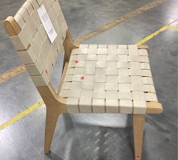 Open Box: Fenton Leather Dining Side Chair -  Statesville Pebble, Seadrift Frame