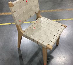 Open Box: Fenton Leather Dining Side Chair -  Statesville Pebble, Seadrift Frame