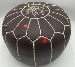Open Box: Nadia Morrocan Leather Pouf, Cocoa
