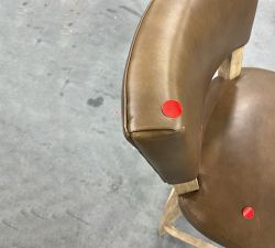 Open Box: Payson Leather Bar Stool, Bar Height - Statesville Toffee, Seadrift Leg