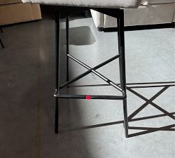 Open Box: Maison Upholstered Bar Height Swivel Stool, 30&quot; - Performance Heathered Basketweave Alabaster White, Antique Bronze Legs