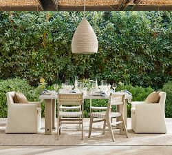Abbott Concrete &amp; Acacia Petite Chunky Leg Outdoor Dining Table (72&quot;)