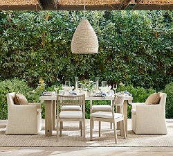 Abbott Concrete &amp; Acacia Petite Chunky Leg Outdoor Dining Table (72&quot;)