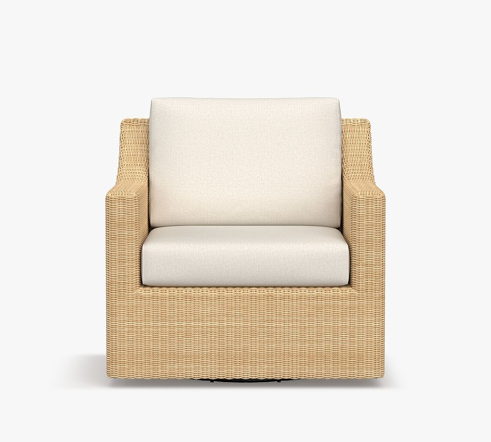 Open Box: Hampton All-Weather Wicker Swivel Lounge Chair with Cushion, Sand