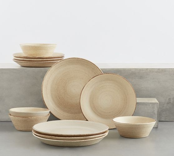 Larkin Reactive Glaze Stoneware 16-Piece Dinnerware Set