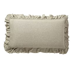 Open Box: Belgian Flax Linen Fringe Ruffle Sham, Set of 2, King - Bamboo