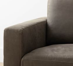 Carmel Slim Arm Leather Wood Base Return Bumper Sectional (110&quot;&ndash;122&quot;)