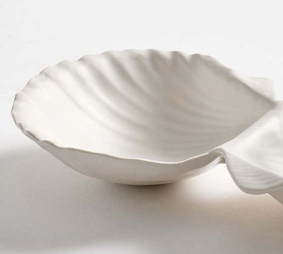 Shell Stoneware Double Condiment Server