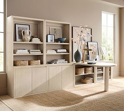 Cayman Peninsula Desk with Tall Bookcase Suite