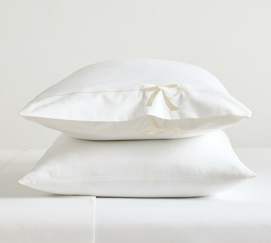 Monique Lhuillier Nell Embriodered Bow Pillowcases