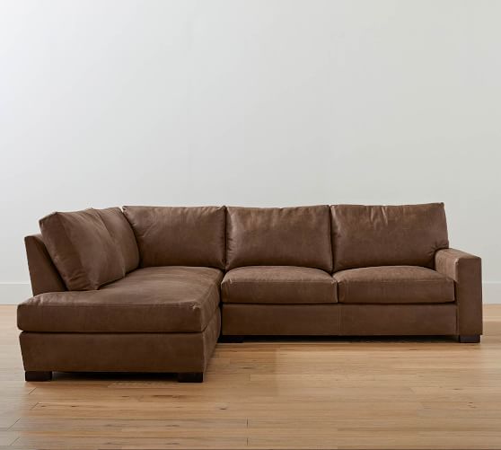 Turner Square Arm Leather Return Bumper Sectional (106"-125")
