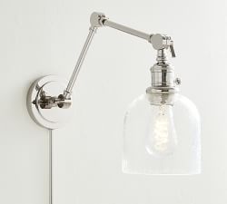 Textured Glass Plug-In Articulating Sconce (6'')