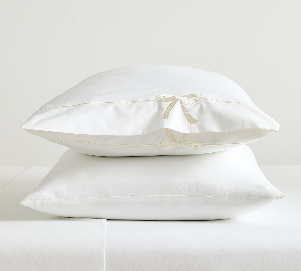 Monique Lhuillier Nell Embriodered Bow Pillowcases