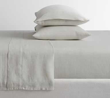 Belgian Flax Linen Sheet Set, Soft Gray, Queen