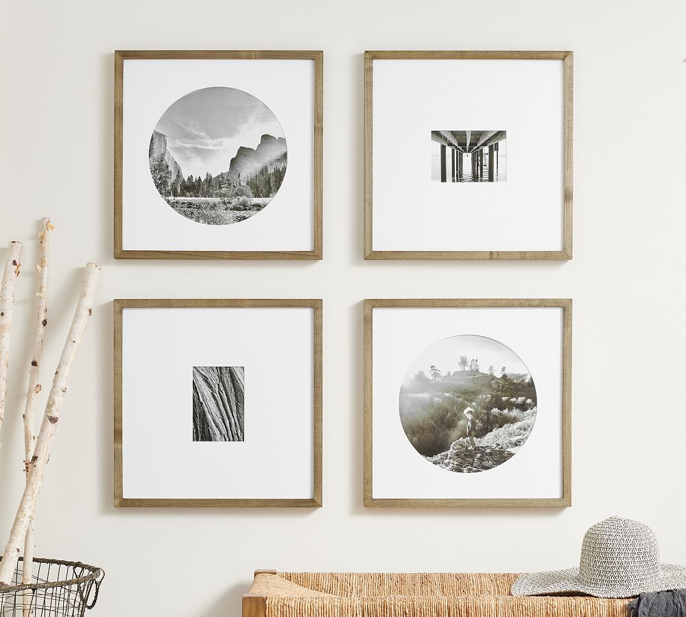 Wood Gallery Frames - 18x18 - 18"x18" (5"x7", 12" Round Opening) - Gray