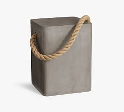 Open Box: Coastal Concrete & Rope Outdoor Side Table, Square