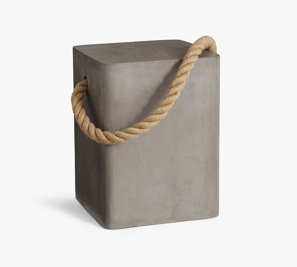 Open Box: Coastal Concrete & Rope Outdoor Side Table, Square