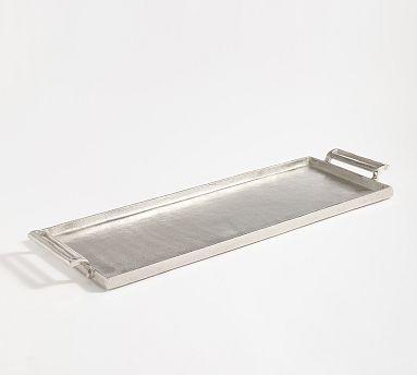 Large Rectangle Antiqued Metal Tray - 11.25&quot;Diam