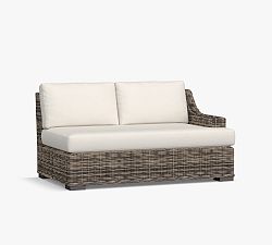 Open Box: Huntington All-Weather Wicker Slope Sectional, Right-Arm Loveseat with Cushion, Gray