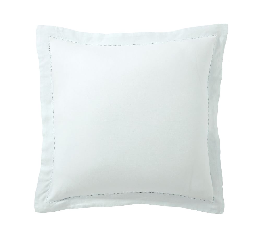 Open Box: Belgian Flax Linen Sham, Euro, Set of 3 - Blue Frost