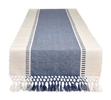 DS Dobby Striped Table Runner, French Blue, 13x72
