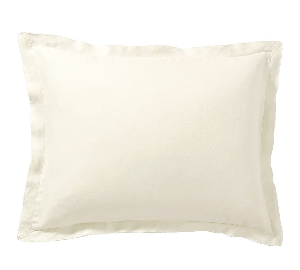 Belgian Flax Linen Double Flange Sham - Classic Ivory