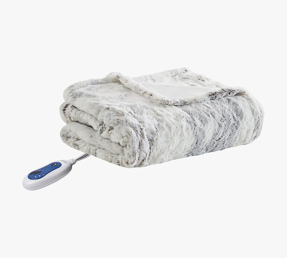 Beautyrest® Heated Oversized Faux Fur Throw - Natural Marble