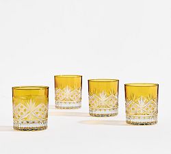 Antique Cut Double Old Fashioned Glasses - Set of 4