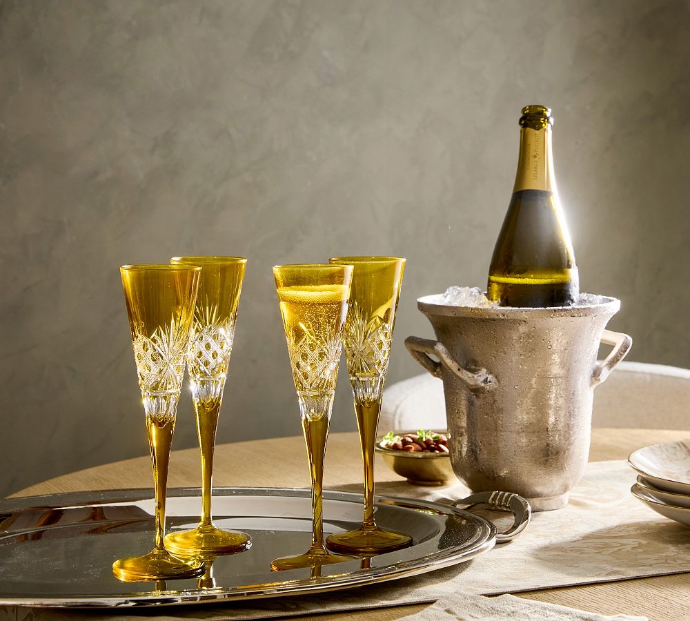 Antique Cut Champagne Flutes - Set of 4