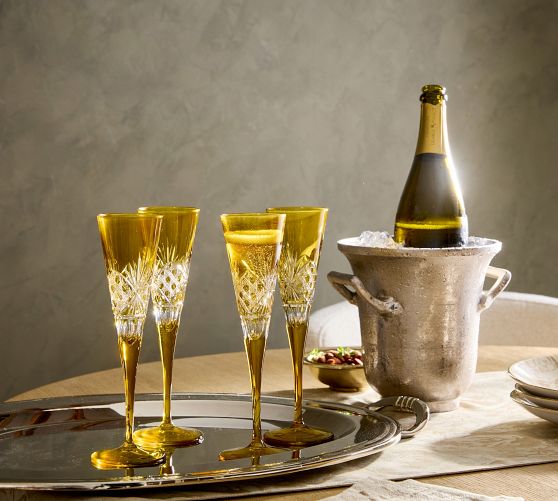 Antique Cut Champagne Flutes - Set of 4