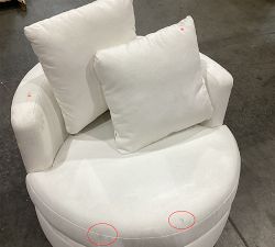 Open Box: Balboa Upholstered Swivel Armchair, 40&quot; - Polyester Wrapped Cushions - Heathered Chenille White