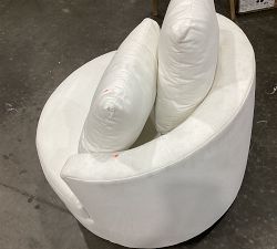 Open Box: Balboa Upholstered Swivel Armchair, 40&quot; - Polyester Wrapped Cushions - Heathered Chenille White