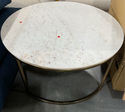 Open Box: Delaney Round Marble Nesting Coffee Tables,25&quot; dia x 16.5&quot; h - Brass