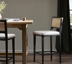Lisbon Upholstered Cane Narrow Stool