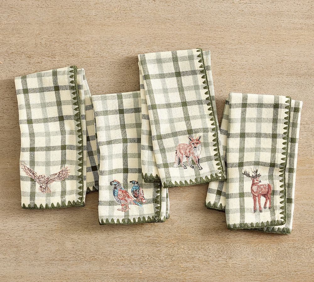 Theo Plaid Cotton Napkins - Mixed Set of 4