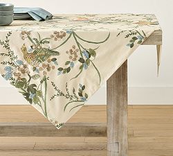 Pheasant Embroidered Cotton Table Throw