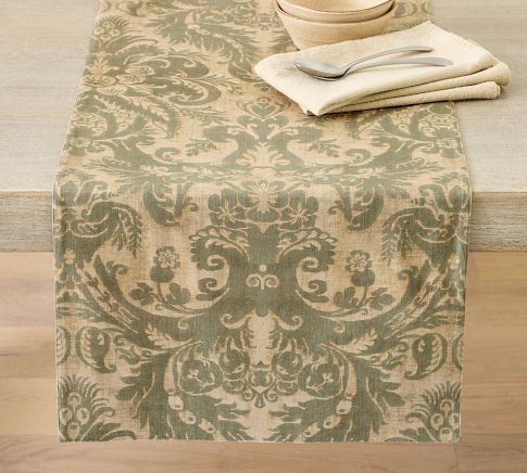 Stella Damask Organic Cotton Tablecloth - Shop Now | Pottery