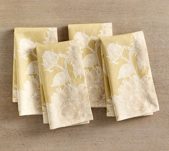 Sunflower Botanical Organic Cotton Napkins - Set of 4